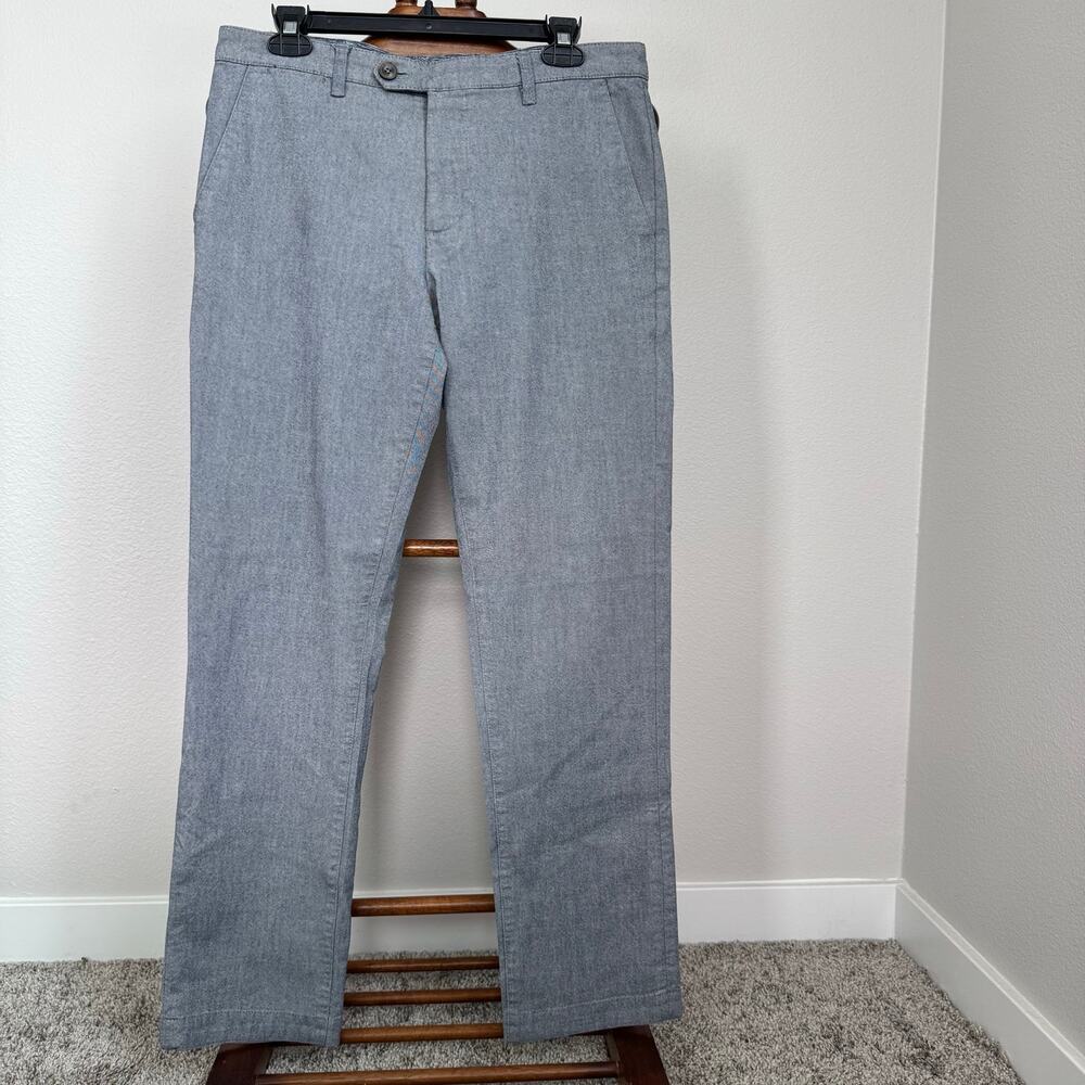 Ted Baker London Men’s Chambray Blue Chino Pants 33x30 Tailored Casual Trousers